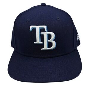 New Era 59FIFTY Tampa Bay Rays Navy Blue Fitted Hat MLB Size 7 3/8 58.7cm
